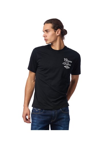 Replay CRNA MAJICA S NATPISOM U BIKER STILU - 3