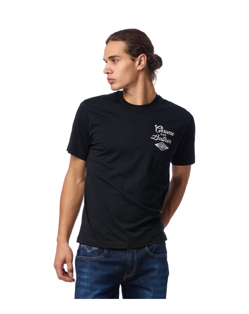 Replay CRNA MAJICA S NATPISOM U BIKER STILU - 3