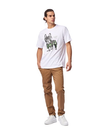 Replay bijela majica kratkih rukava s printom bulldoga