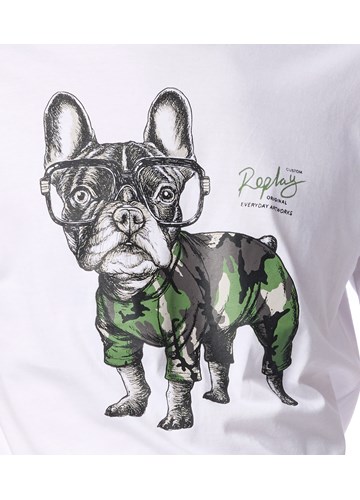 Replay BIJELA MAJICA KRATKIH RUKAVA S PRINTOM BULLDOGA - 5