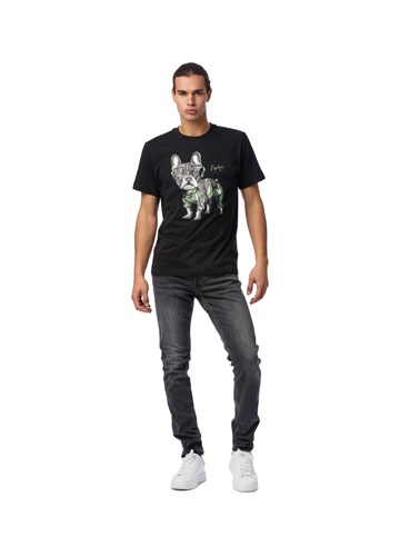 Replay CRNA MAJICA KRATKIH RUKAVA S PRINTOM BULLDOGA - 1