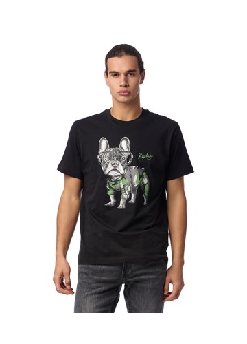 Replay CRNA MAJICA KRATKIH RUKAVA S PRINTOM BULLDOGA - 2