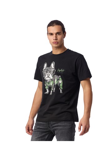 Replay CRNA MAJICA KRATKIH RUKAVA S PRINTOM BULLDOGA - 3