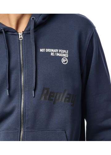 Replay PLAVI HOODIE NOT ORDINARY PEOPLE SA ZIPOM  - 5