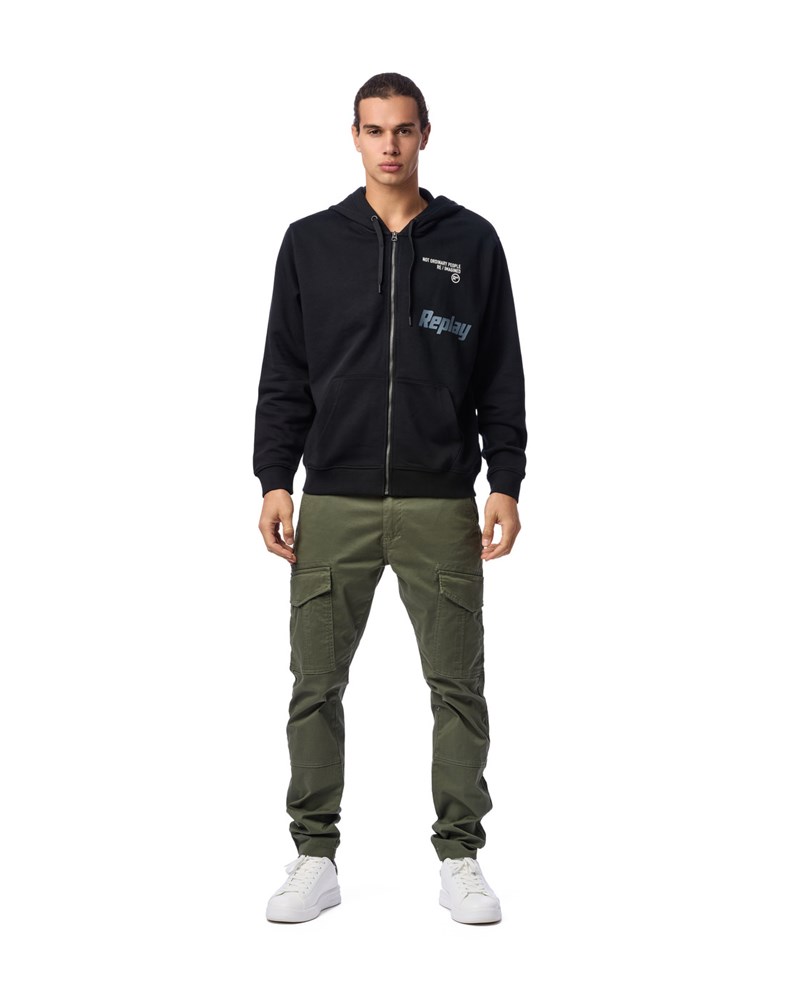 Replay CRNI HOODIE NOT ORDINARY PEOPLE SA ZIPOM - 1