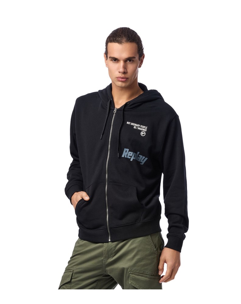 Replay CRNI HOODIE NOT ORDINARY PEOPLE SA ZIPOM - 3