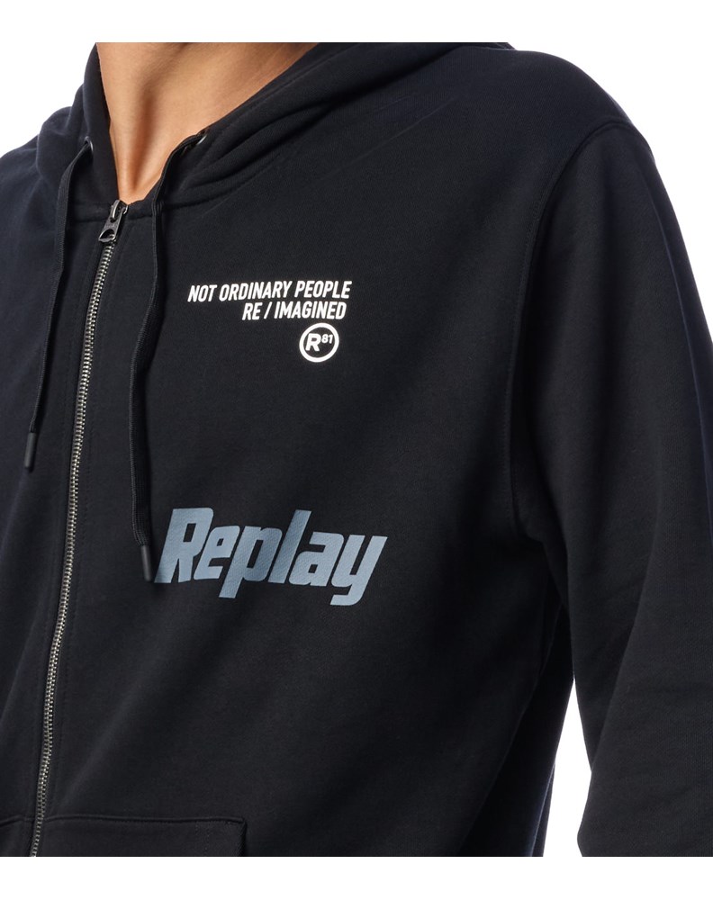 Replay CRNI HOODIE NOT ORDINARY PEOPLE SA ZIPOM - 5