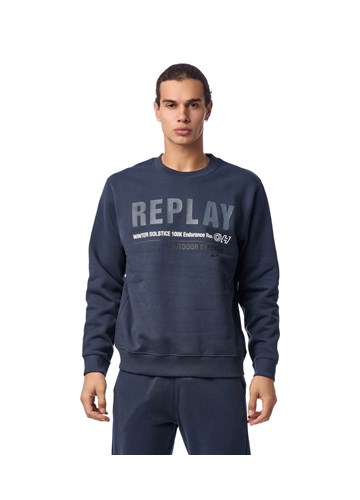 Replay PAMUČNI OUTDOOR EXPERIENCE SWEATSHIRT U PLAVOJ BOJI  - 2