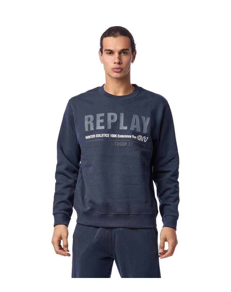 Replay PAMUČNI OUTDOOR EXPERIENCE SWEATSHIRT U PLAVOJ BOJI  - 2