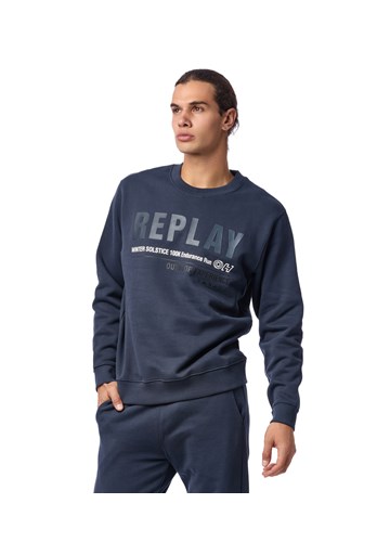 Replay PAMUČNI OUTDOOR EXPERIENCE SWEATSHIRT U PLAVOJ BOJI  - 3