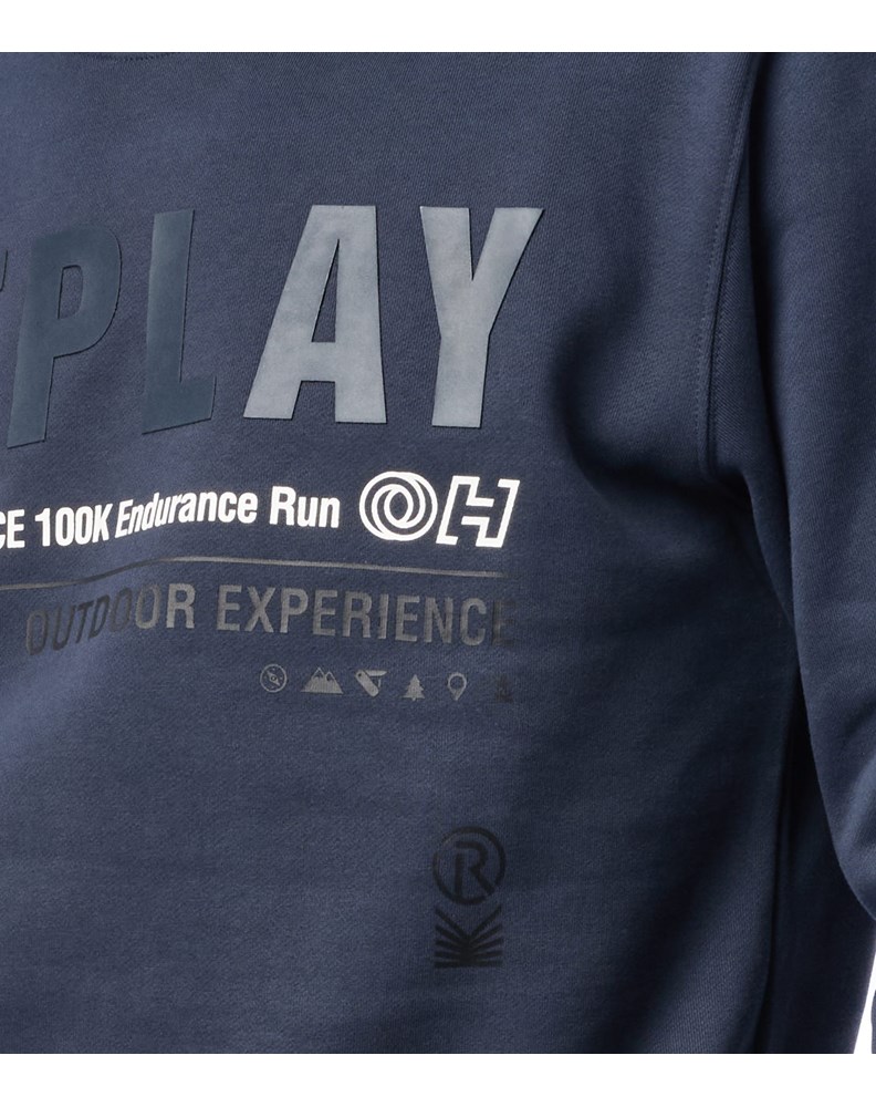 Replay PAMUČNI OUTDOOR EXPERIENCE SWEATSHIRT U PLAVOJ BOJI  - 5