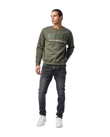 Replay pamučni outdoor experience sweatshirt u zelenoj boji