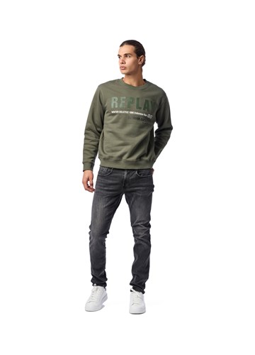 Replay PAMUČNI OUTDOOR EXPERIENCE SWEATSHIRT U ZELENOJ BOJI - 1
