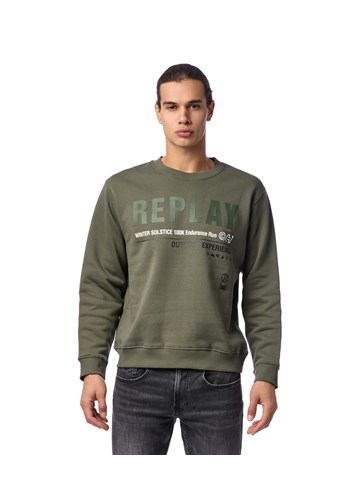 Replay PAMUČNI OUTDOOR EXPERIENCE SWEATSHIRT U ZELENOJ BOJI - 2