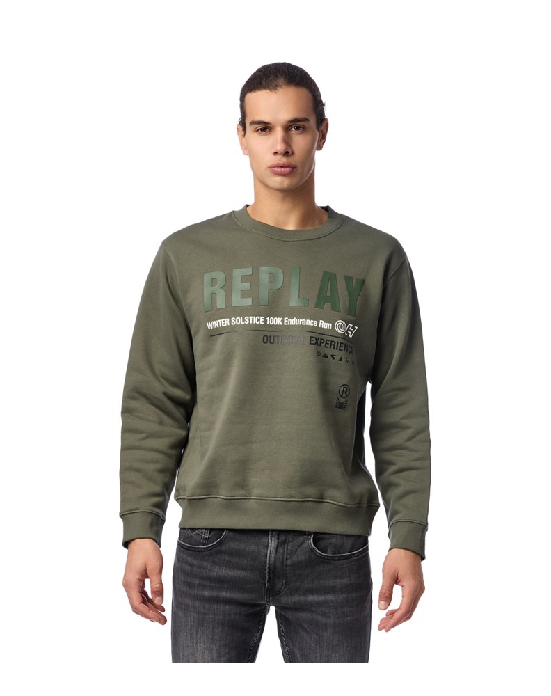 Replay PAMUČNI OUTDOOR EXPERIENCE SWEATSHIRT U ZELENOJ BOJI - 2