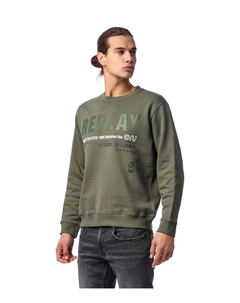 Replay PAMUČNI OUTDOOR EXPERIENCE SWEATSHIRT U ZELENOJ BOJI - 3