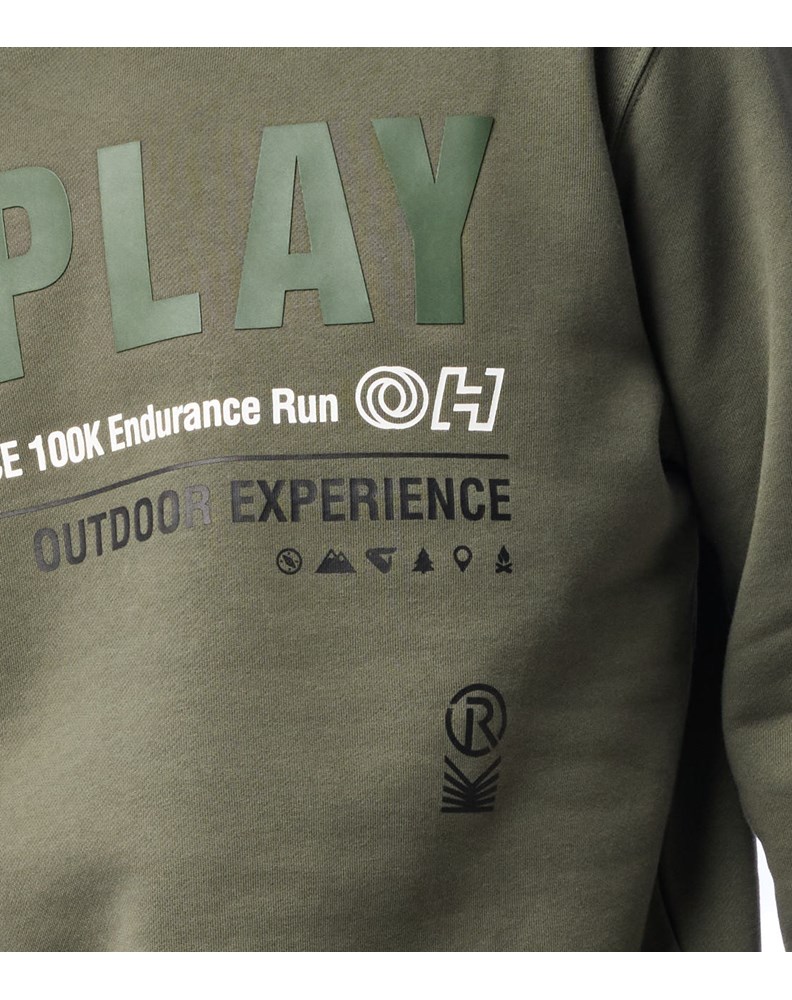 Replay PAMUČNI OUTDOOR EXPERIENCE SWEATSHIRT U ZELENOJ BOJI - 5