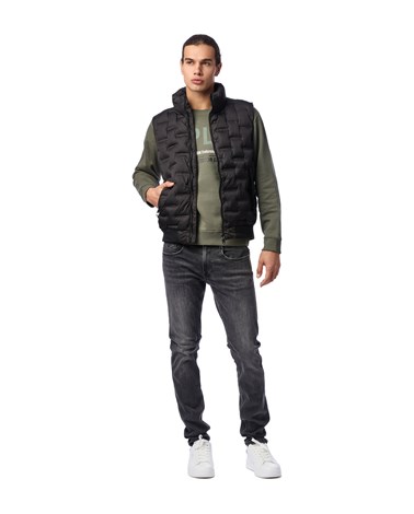 Replay crni prsluk s visokim ovratnikom i prošivima