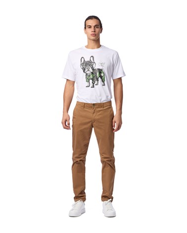 Replay smeđe chino hlače od rastezljivog gabardina