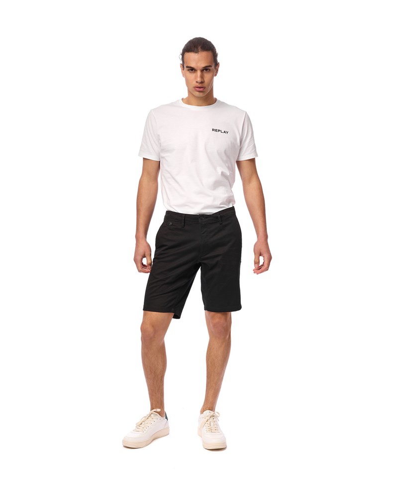 Replay KRATKE CRNE REGULAR FIT CHINO HLAČE - 1