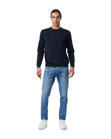 Replay plavi pulover s mini logotip vezom na ovratniku