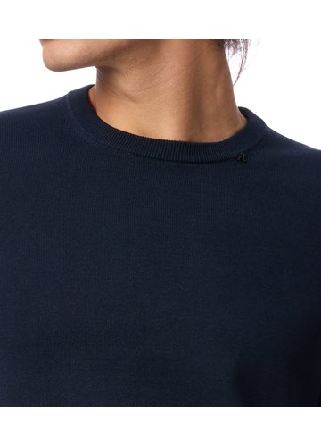 Replay PLAVI PULOVER S MINI LOGOTIP VEZOM NA OVRATNIKU - 5