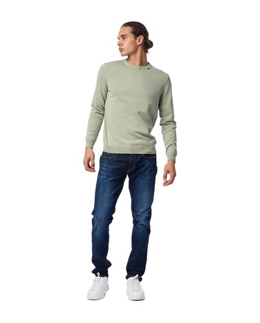 Replay svijetlo zeleni pulover s mini logotip vezom na ovratniku