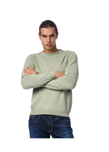 Replay SVIJETLO ZELENI PULOVER S MINI LOGOTIP VEZOM NA OVRATNIKU - 2