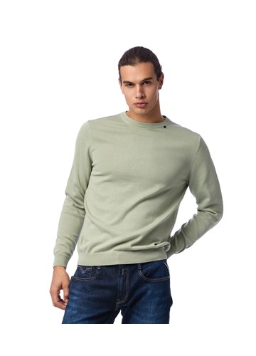 Replay SVIJETLO ZELENI PULOVER S MINI LOGOTIP VEZOM NA OVRATNIKU - 3