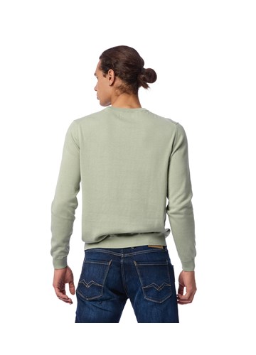 Replay SVIJETLO ZELENI PULOVER S MINI LOGOTIP VEZOM NA OVRATNIKU - 4