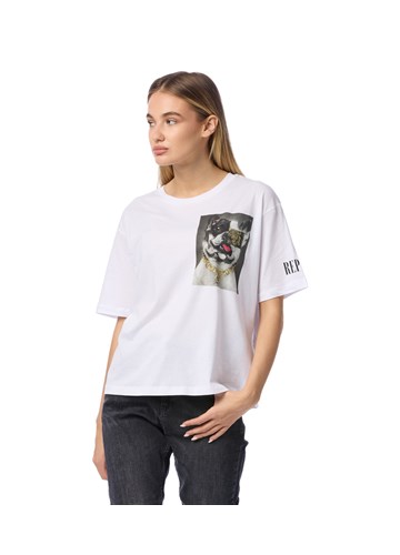 Replay BIJELA MAJICA S PRINTOM BULLDOGA I NATPISOM - 3