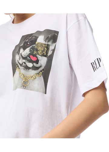 Replay BIJELA MAJICA S PRINTOM BULLDOGA I NATPISOM - 5