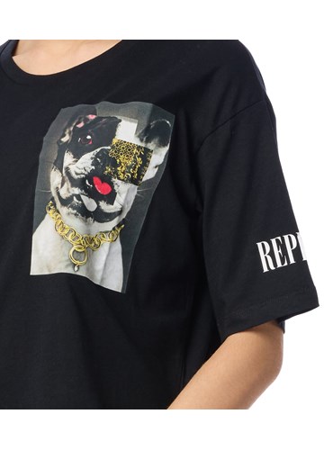 Replay CRNA MAJICA S PRINTOM BULLDOGA I NATPISOM - 5