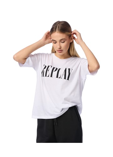 Replay BIJELA MAJICA SPUŠTENIH RAMENA S MAXI PRINTOM  - 3