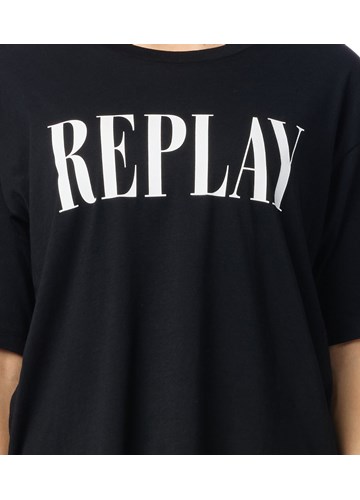 Replay CRNA MAJICA SPUŠTENIH RAMENA S MAXI PRINTOM - 5