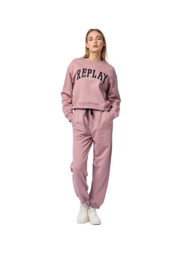 Replay PRLJAVO ROZI SWEATSHIRT S NATPISOM U KOLEDŽ STILU - 1
