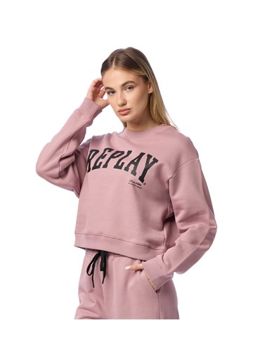 Replay PRLJAVO ROZI SWEATSHIRT S NATPISOM U KOLEDŽ STILU - 3