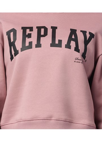 Replay PRLJAVO ROZI SWEATSHIRT S NATPISOM U KOLEDŽ STILU - 5