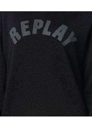 Replay CRNI HOODIE S KLASIČNIM NATPISOM REPLAY - 5