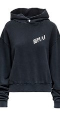 CRNI SWEATSHIRT SA SPUŠTENIM RAMENIMA I LOGOM - 3