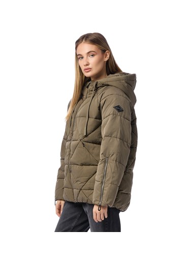 Replay TOPLA JAKNA S PROŠIVENIM DETALJIMA I KAPULJAČOM U ZELENOJ BOJI - 3