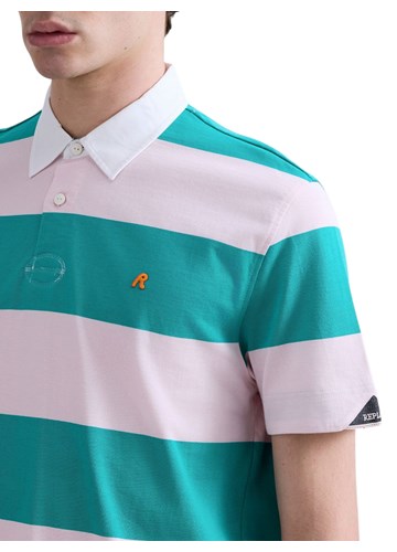 Replay ROZO-ZELENA PRUGASTA POLO MAJICA - 7
