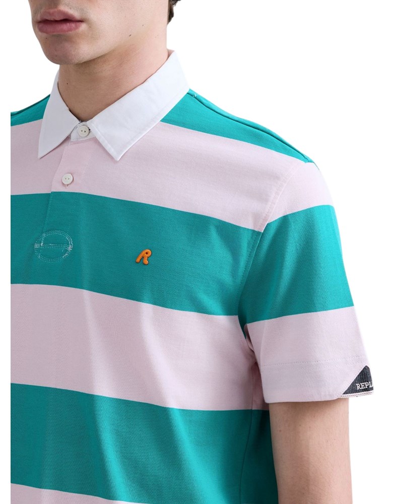 Replay ROZO-ZELENA PRUGASTA POLO MAJICA - 7