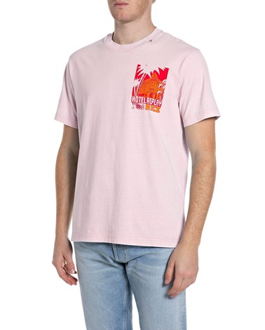 Replay ružičasta majica s replay nice printom