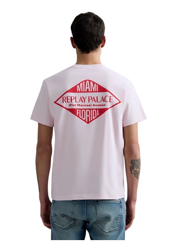 Replay RUŽIČASTA PAMUČNA MAJICA S MIAMI PRINTOM - 3