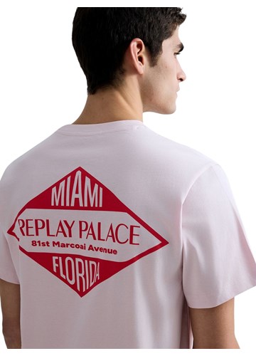 Replay RUŽIČASTA PAMUČNA MAJICA S MIAMI PRINTOM - 5