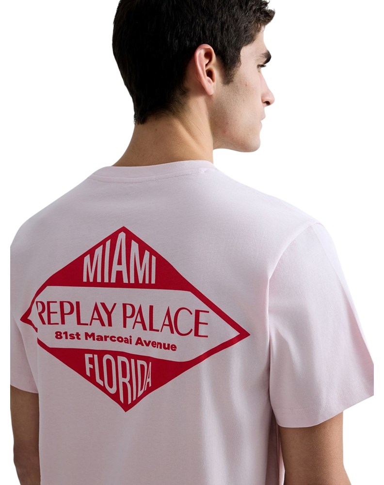 Replay RUŽIČASTA PAMUČNA MAJICA S MIAMI PRINTOM - 5