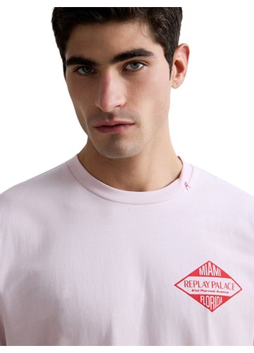 Replay RUŽIČASTA PAMUČNA MAJICA S MIAMI PRINTOM - 6