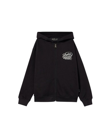 SB2723.057.23830 Replay crni hoodie na zip kopčanje za dječake Replay crni hoodie na zip kopčanje za dječake
