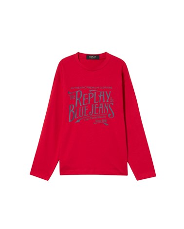 SB7124.051.23700 Replay crvena majica dugih rukava rbj za dječake Replay crvena majica dugih rukava rbj za dječake